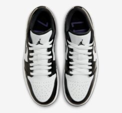 Nike Air Jordan 1 Low SE GS 'Concord' белые с черным кожаные лакированные мужские-женские (40-44)