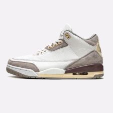 Nike Air Jordan 3 A Ma Maniere бело-серые кожаные мужские (40-44)